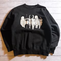 【あいみょん着用/希少アニマル】CAT SWEATSHIRT キャット ブラック 黒 猫 キャットプリント アニマル グラフィック クルーネックスウェット トレーナー 古着 #260084