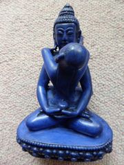 法身普賢　本初仏　アーディブッダ仏像　ヤブユム　ラピスラズリカラー　樹脂製　12.5cm　RNK06