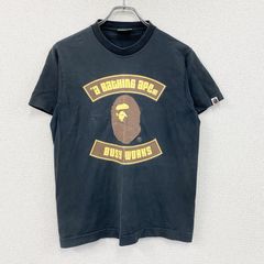 A BATHING APE　アベイシングエイプ　半袖プリントTシャツ　黒　ブラック　XLサイズ　古着　カットソー トップス メンズ コットン【値引き交渉OK！】