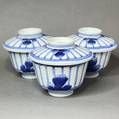 古伊万里 染付 蓋物 煮物鉢 3客まとめて