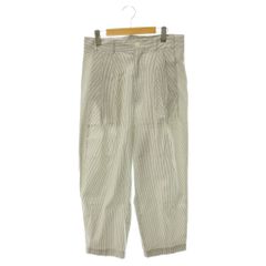 ヘドメイナー HEDMAYNER 6 PLEAT STRIPE PAN パンツ テーパード ストライプ タック 42 ホワイト グレー /DO ■OS ■SH