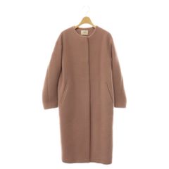 イエナ IENA ラムウールノーカラーコート アウター ロング 36 スモークピンク /CX ■OS