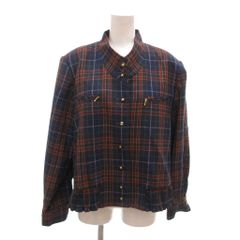 Mon Peacock ヴィンテージ ジャケット チェック柄 スタンドカラー 15 青 ブルー /NL ■ECF009