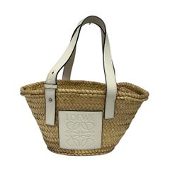 LOEWE(ロエベ) トートバッグ バスケット ベージュ×白 かごバッグ レザー