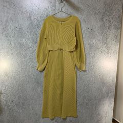 mystic ミスティック 【2サイズ展開】 配色 リブ ベア ワンピース セット イエロー 1サイズ 〇◇☆