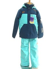 E023/新品訳あり ONYONE サイズ調整機能付 子供 ジュニア  スノーウェア 637532（OCEANｘMINT）150cm