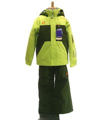 E025/新品訳あり ONYONE サイズ調整機能付 子供 ジュニア ガールズ スノーウェア 333338（LIMEｘKHAKI）150cm