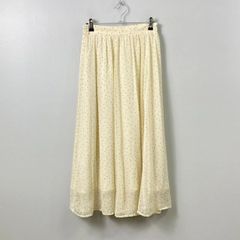 アースミュージック&エコロジー earth music&ecology ドット柄 シフォン マキシ スカート ロングスカート【Ｆ】ベージュ系 古着