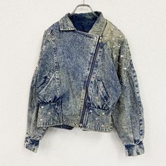 デニムジャケット/ダブルライダースジャケット　装飾品　Gジャン　インディゴ　古着