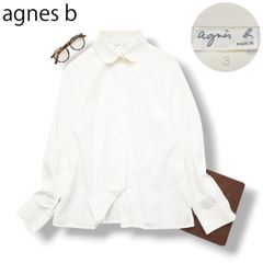 定番】 日本製 アニエスベー agnes b 長袖 ラウンドカラー コットン 