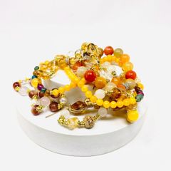 【???華やかオレンジ系???】パワーストーン ブレスレット まとめ売り 約222g?簡易清掃・動作確認済??
