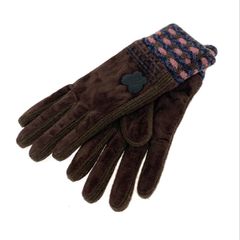 ANNA SUI アナスイ 手袋 ロゴ ステッチ スエード ブラウン レディース 240001225485
