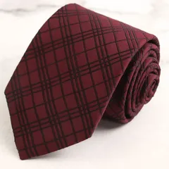 バーバリーブラックレーベル ブランド ネクタイ チェック柄 シルク 日本製 PO メンズ ワインレッド BURBERRY BLACK LABEL 【中古】