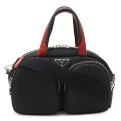 PRADA プラダ トライアングルロゴ ハンドバッグ ミニボストン 2WAY ショルダーバッグ ナイロン NERO ブラック レッド 国内ブティック購入品 1BB062