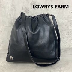 LOWRYS FARM ローリーズファーム ブラック 巾着 ショルダー バッグ ギャザー 斜め掛け 肩掛け クロスボディ フェイクレザー 合皮 ワンショルダー かばん ロゴ ワンポイント 絞り バック カジュアル ★ ■■