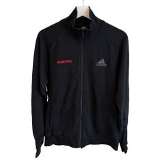 アディダス adidas タグ付き トレーナー ロゴ 刺繍 ジップアップ トラックジャケット スウェット ブルゾン M JASPO 黒 ブラック /EH■ECF006