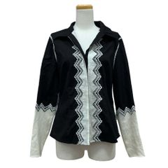 マークジェイコブス MARC JACOBS シャツ レース 切替 コットン 長袖 ジャケット 8 黒 ブラック 白 ホワイト /OL ■ECG008