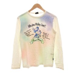 ディズニー Disney プラスティックトイズ PLASTIC TOYS ミニーマウス Tシャツ ロンT カットソー キャラクタープリント 長袖 ラウンドネック M 白 ホワイト ピンク /NU ■ECF009