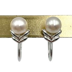 箱 MIKIMOTO ミキモト イヤリング アクセサリー シルバー 925 SV925 パール 本真珠 あこや 真珠 5mm リーフ ネジバネ式 【cu5】