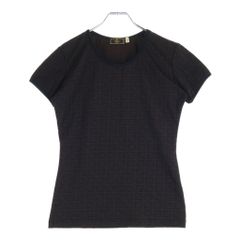 FENDI (フェンディ) OLD ズッカ総柄 クルーネック 半袖ストレッチTシャツ カットソー イタリア製 ブラウン系