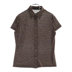 FENDI (フェンディ) OLD FFロゴ 総柄 半袖レーヨンシャツ シースルー ブラウン系