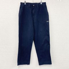 Reebok　リーボック　ワークパンツ　ジップフライ　刺繍ロゴ　紺　ネイビー　Lサイズ　古着　ボトムス メンズ コットン ナイロン【値引き交渉OK！】