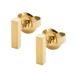 【ゴールド×ピアス】[Cream dot. クリームドット公式] ピアス レディース   金属アレルギー対応 つけっぱなし ステンレス スタッド スクエア ボックス 四角 バー 縦長 メタル 艶 小ぶり  