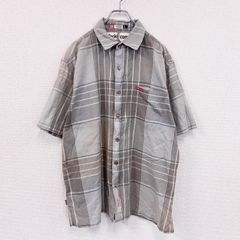 00s　Ecko conplex　エコーコンプレックス　半袖シャツ　ヴィンテージ　チェック柄　グレー　灰色　Lサイズ　古着　トップス メンズ コットン【値引き交渉OK！】