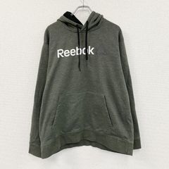 Reebok　リーボック　スウェットパーカー/フーディー　デカロゴ　灰色　グレー　2XLサイズ　古着　トップス メンズ コットン ポリエステル【値引き交渉OK！】