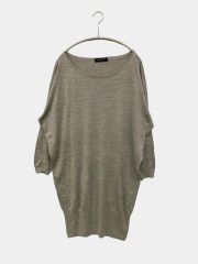 UNITED ARROWS ユナイテッドアローズ ニット/セーター グレー シルク 無地 ロング丈 半端袖 ボートネック レディース