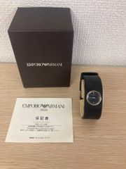 ●【不動品】EMPORIO ARMANI エンポリオアルマーニ 腕時計 レディース ブラック文字盤 幅広ベルト 箱・保証書付き【時計1】【3】