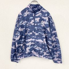 Reebok　リーボック　プルオーバージャケット　ハーフジップ　ワンポイント　カモ　ネイビー　紺　Mサイズ　古着　メンズ ポリエステル【値引き交渉OK！】