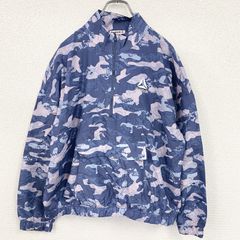Reebok　リーボック　プルオーバージャケット　ハーフジップ　ワンポイント　カモ　ネイビー　紺　Lサイズ　古着　メンズ ポリエステル【値引き交渉OK！】