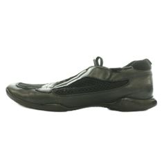 プラダスポーツ PRADA SPORT 1264 ローカットスニーカー メッシュ 切替 レザー スクエアトゥ ワンカラー 7.5 黒 ブラック /BB ■GY17