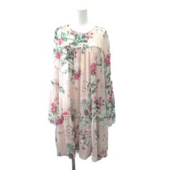 エイチ&エム H&M ワンピース 38 ピンク 緑 グリーン マルチカラー 花柄 ラウンドネック 長袖 /RS ■GY19