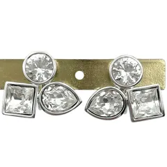 箱 SWAROVSKI スワロフスキー イヤリング シルバー クリスタル 雫 サークル スクエア モチーフ クリップ式【cu18】