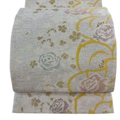 袋帯 美品 逸品 じゅらく 落款 帝王紫 華文 草花 金糸 箔 金色 お太鼓