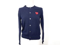 PLAY COMME des GARCONS プレイ 꼼데가르송 AZ-N007 AD2011 レッドハート ラウンドネック カーディガン sizeS 紺 ◇■◎レディース