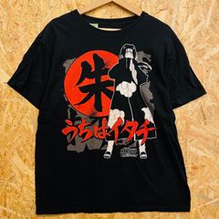NARUTO-ナルト- 疾風伝 うちはイタチ 朱グラフィック プリント 半袖 Tシャツ L ブラック ホンジュラス製 アニメ Tシャツ メンズ 古着