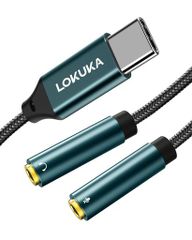 LOKUKAタイプCマイクヘッドホン分岐DACチップ内蔵ハイレゾ再生対応映画と音楽鑑賞ボイスチャットや通話にusb-cヘッドセット変換U