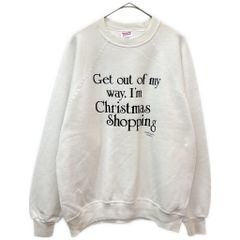 90年代 USA製 Hanes / ヘインズ スウェット クリスマス ジョーク ホワイト (メンズ X-LARGE) 中古 古着 Z1685