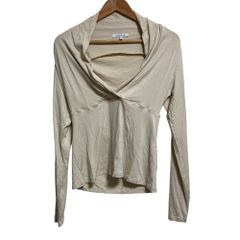 Max Mara マックスマーラ ショールカラー ロングスリーブ カットソー サイズS ライトベージュ レディース 春 夏 秋 冬 中古 古着 USED 美品