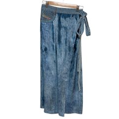 DIESEL ディーゼル O-DATURA デニム転写 ロングスカート XS ブルー レディース 春 夏 秋 冬 中古 古着 USED 美品