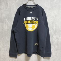 アンダーアーマー　LIBERTY SOCCER　長袖プリントスウェット　トレーナー　黒　ブラック　ロゴ刺繍　Lサイズ　古着　トップス メンズ【値引き交渉OK！】