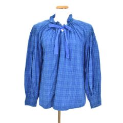 イエナ IENA 22AW ブラウス カットソー 長袖 チェック 青 ブルー ■GY70