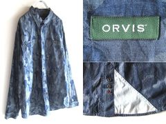 ORVIS オービス インディゴ 迷彩 カモフラ ダックハンターカモ 隠しボタンダウン ワークシャツ メディカルシャツ XL ビッグサイズ