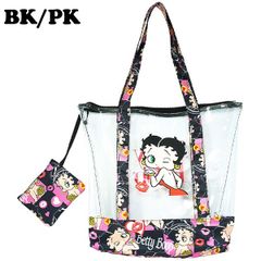 ベティーブープ クリア トートバッグ Betty Boop ベティちゃん 透明バッグ ビニールバッグ 肩掛け ファスナー付き ミニポーチ付き アメリカン雑貨