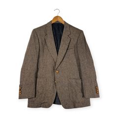 イタリア製 dunhill ダンヒル ヘリンボーン くるみボタン ツイード テーラードジャケット /ブラウン系 メンズ ヴィンテージ