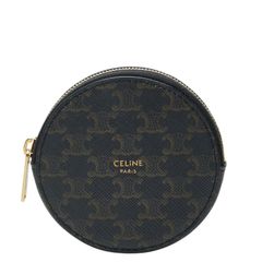 セリーヌ トリオンフ柄 ラウンド コインケース 小銭入れ ウォレット 10D222BQ3 ブラック系 PVC レディース CELINE【1-0292931】