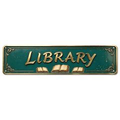 新品 ブリキ看板 LIBRARY ライブラリー 図書館 本 書斎 読書 細長 壁飾りのサムネイル